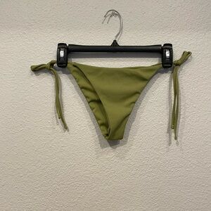Olive Green Side Tie Cheeky Bikini Bottoms